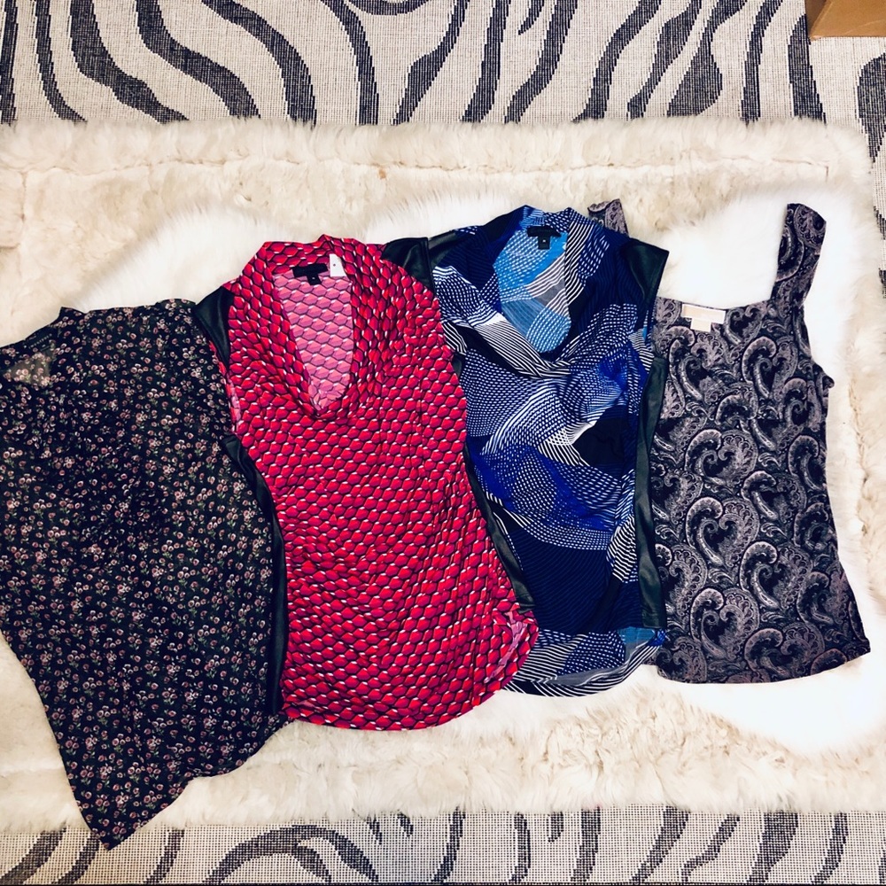 BUNDLE of 6 Pattern Blouses, size Petite Medium - Picture 5 of 8